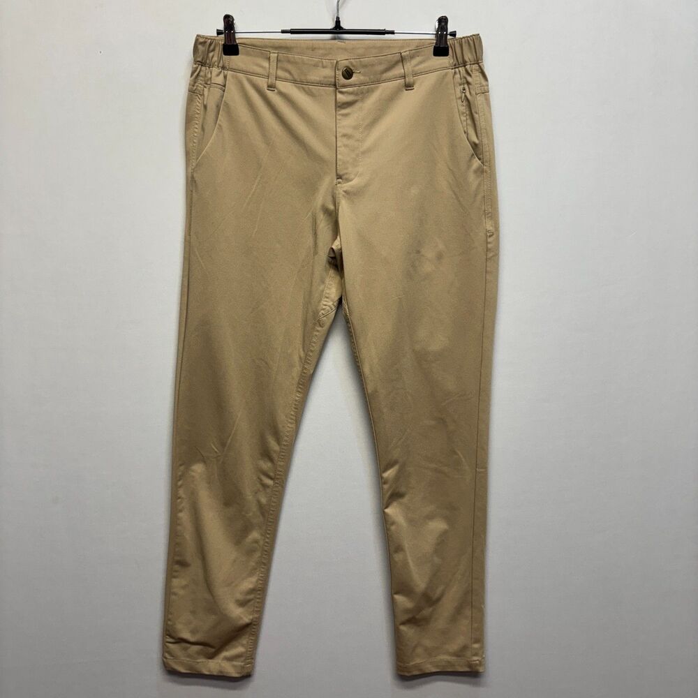 Barbell Men Chino Performance Pants Size 32x30 Beige Slim Fit C124 -14